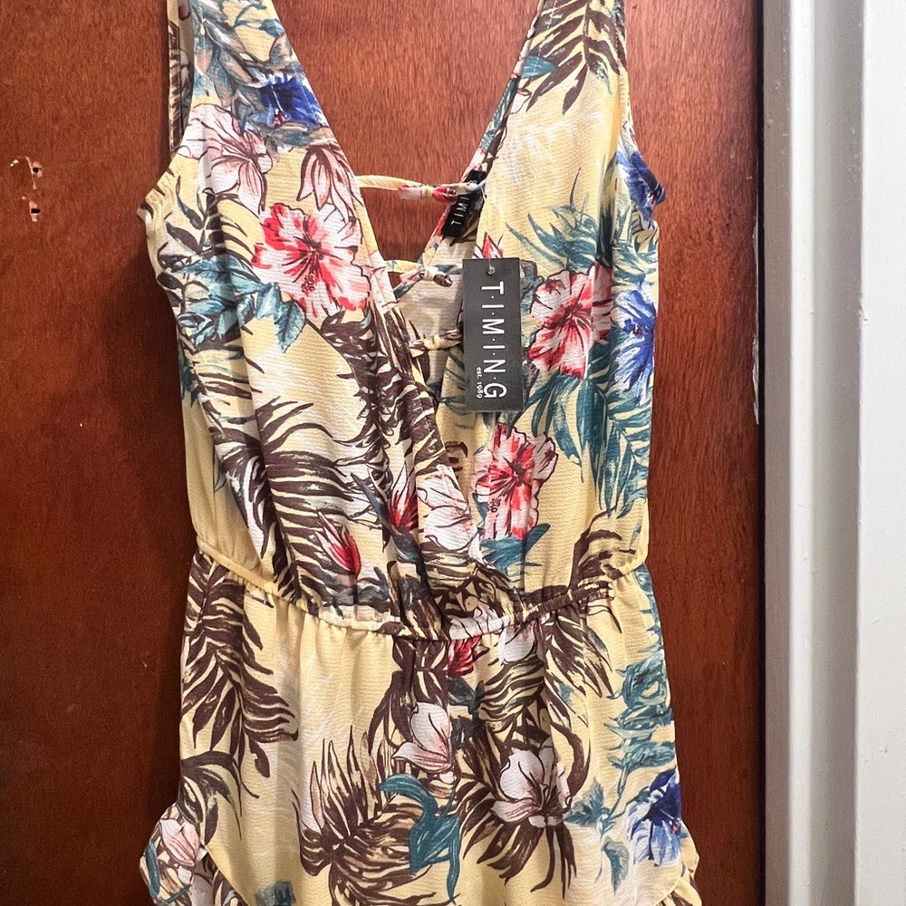 Timing Tropical Floral Lace-Up Dress